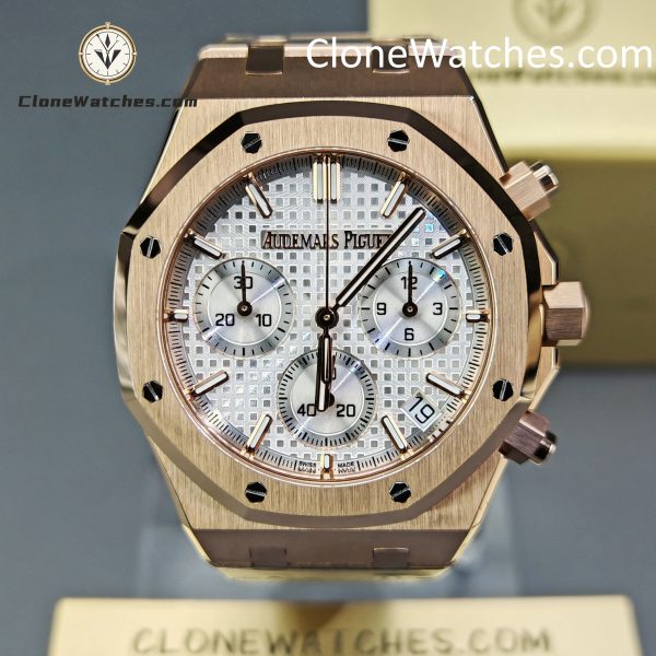 Audemars Piguet Super Clone Watches 1:1 Royal Oak Rose Gold 26240 White Dial