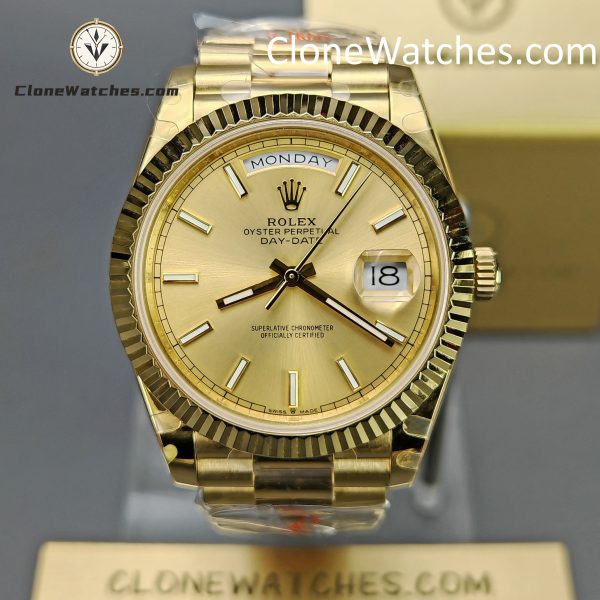 Rolex Super Clone Watches 1:1 Day Date 18K Gold 40mm m228238-0003 3255 Movement
