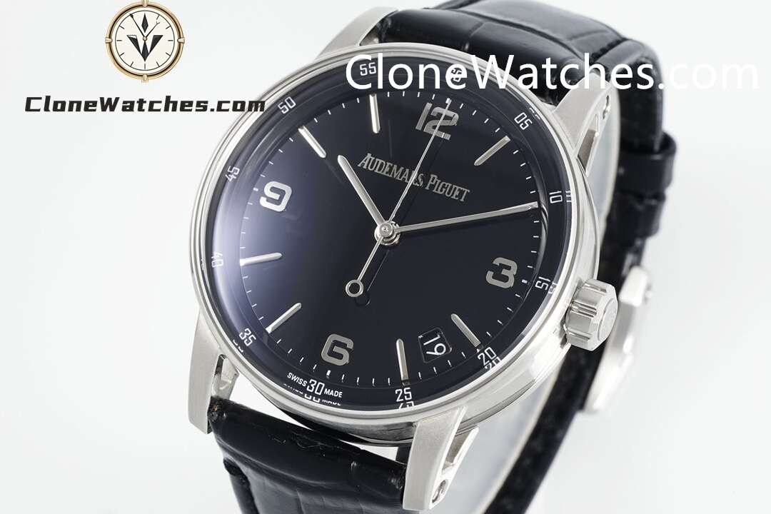 Audemars Piguet Super Clone Watches 1:1 Code 11.59 by 15210BC Black Dial 41MM Leather Strap - Image 3