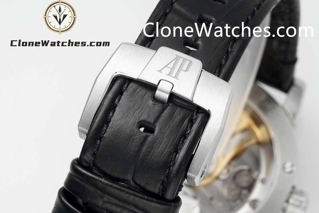Audemars Piguet Super Clone Watches 1:1 Code 11.59 by 15210BC Black Dial 41MM Leather Strap - Image 9
