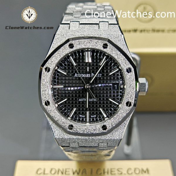 Audemars Piguet Super Clone Watches 1:1 Royal Oak Frost 15454BC Black Dial 37mm