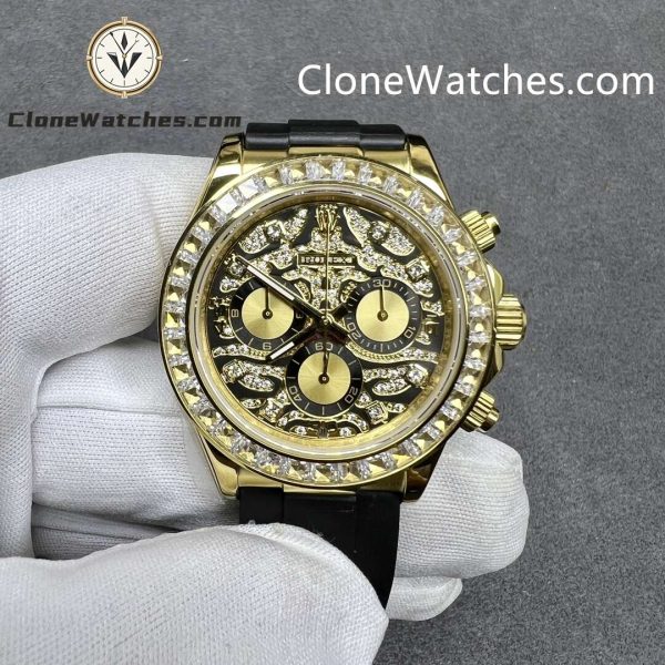Super Clone Watches – Rolex  Daytona 18K Gold 116588TBR Eye of the Tiger