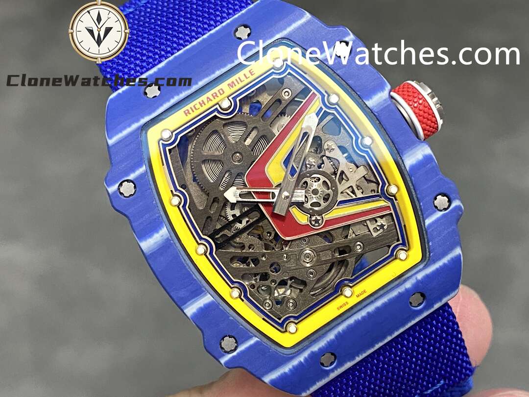 Richard Mille Super Clone Watches 1:1 RM 67 – 02 Blue Carbon Tourbillon Blue Strap - Image 3