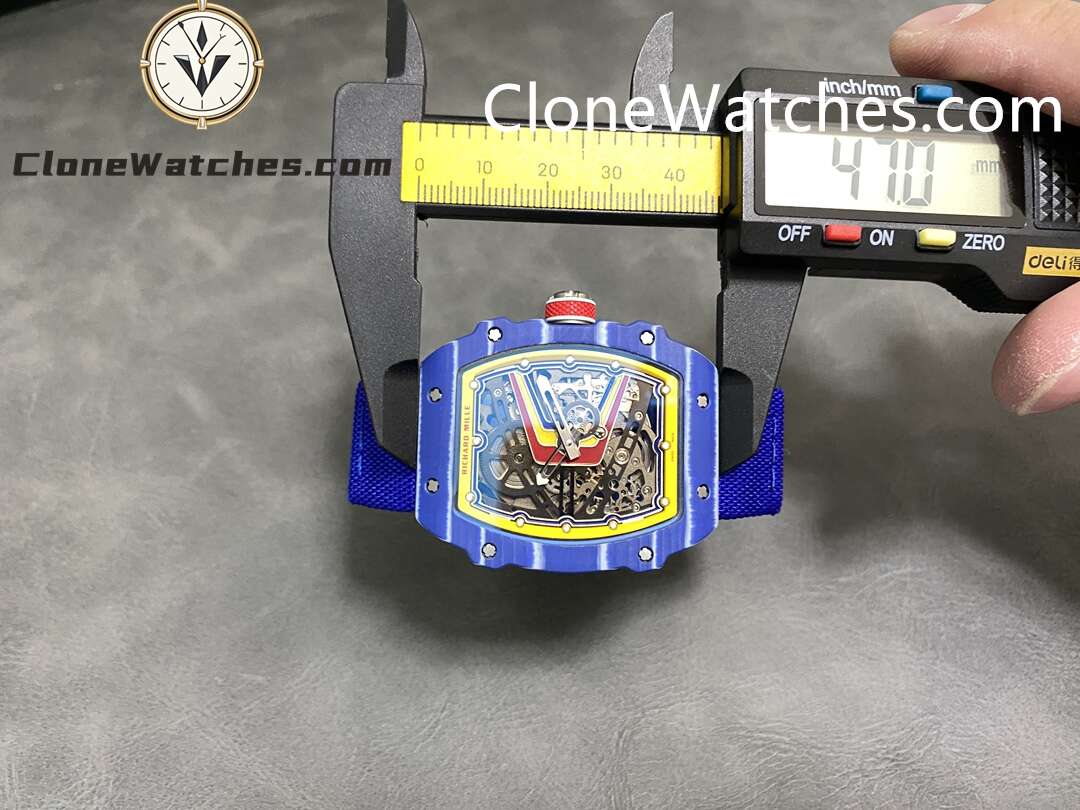Richard Mille Super Clone Watches 1:1 RM 67 – 02 Blue Carbon Tourbillon Blue Strap - Image 9