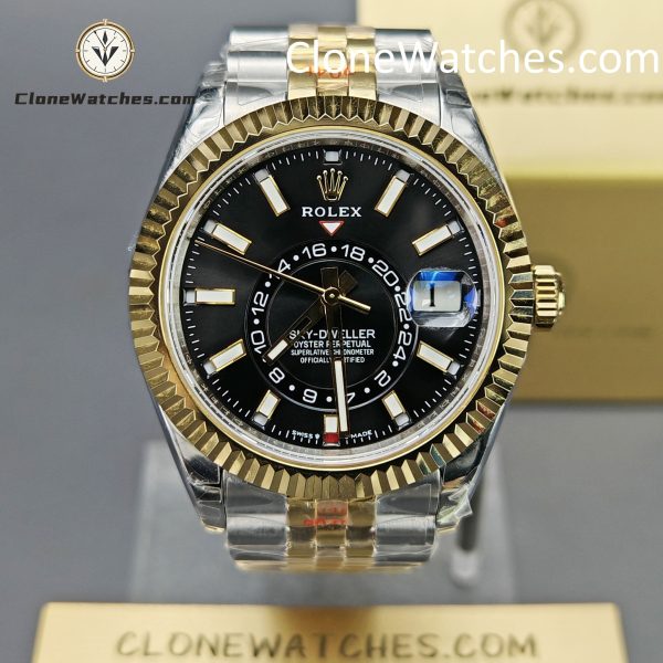 Rolex Super Clone Watches 1:1 Sky Dweller Black Dial Jubilee m336933-0004 9002 Movement