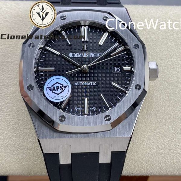 Super Clone Watches – Audemars Piguet Royal Oak 15400 Black Dial Rubber Strap